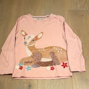 Mini Boden Size 6/7 Pink Deer Graphic Shirt.